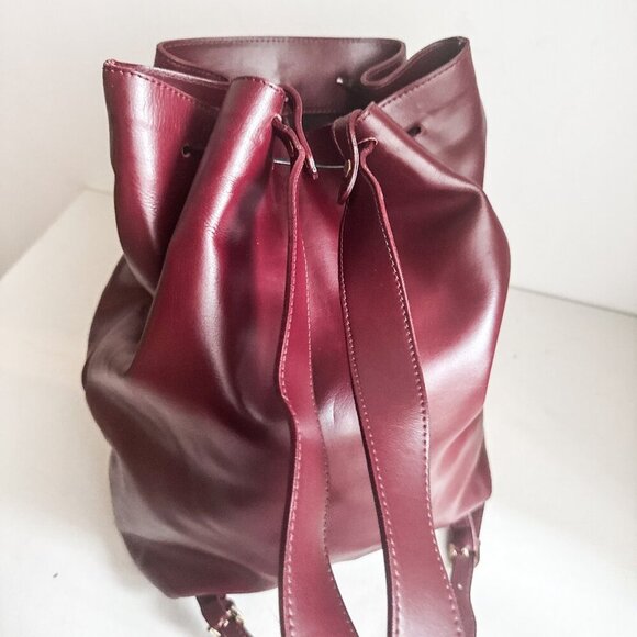Alberta Di Canio Leather Burgundy Wine Medium Backpack - Picture 6 of 8